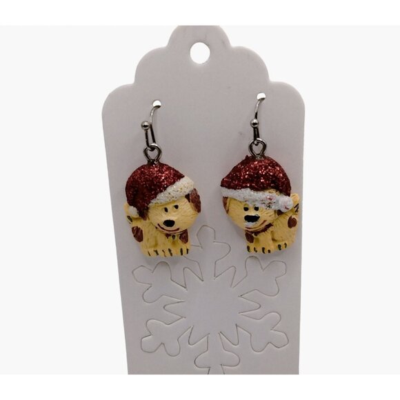 Bling Rescue Jewelry - Puppy Santa Hat Earrings Christmas Dog
